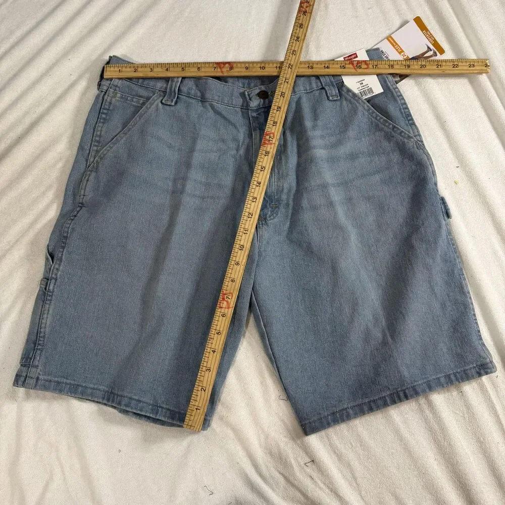 Wrangler‎ Five Star Shorts Mens 36 Blue Denim Carpenter 10 In Inseam Stretch